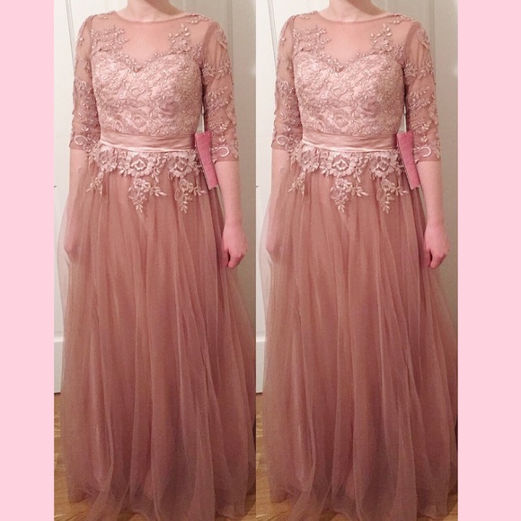 Nude Pink Tulle Romance Wedding Gown,2-16 - Picture 5 of 8